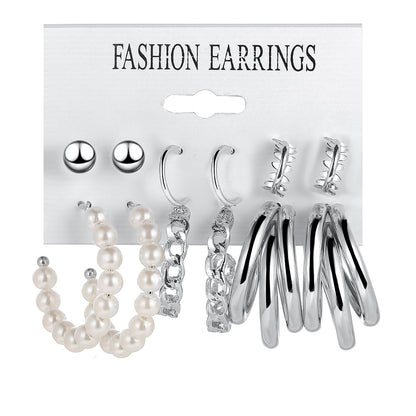 5-piece geometric earring set