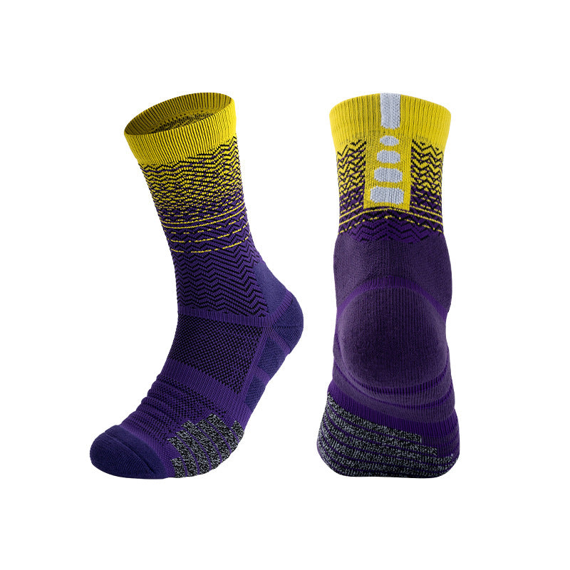 Mid-Length Basketball Socks Thick Gradient Color