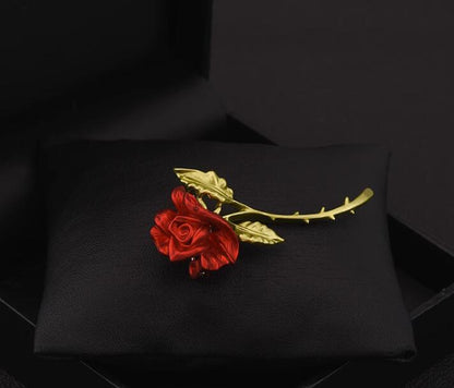 French Red Rose Brooch