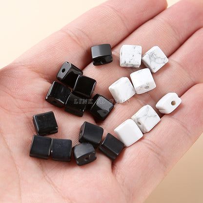 8 * 5Mm natural black agate square flat beads loose beads