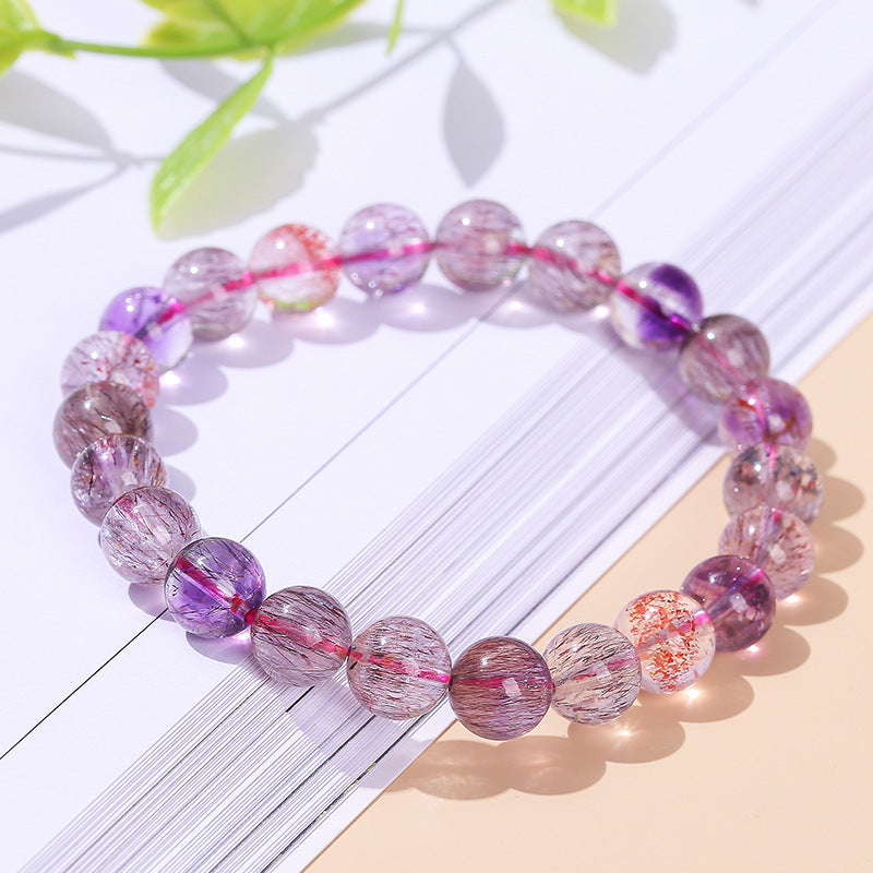 Pulsera de cristal natural Super Seven para mujer 