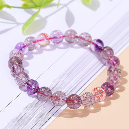 Pulsera de cristal natural Super Seven para mujer 