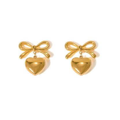 Bow love stud earrings