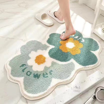 Non-slip floral bath mat