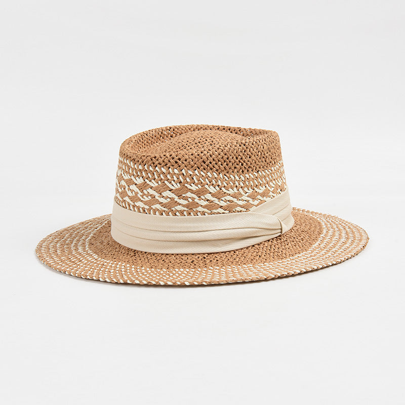 Handwoven Hat Women's Beach Vacation Fashion French Colorblock