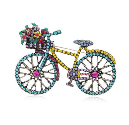 Rhinestone Bicycle Brooch