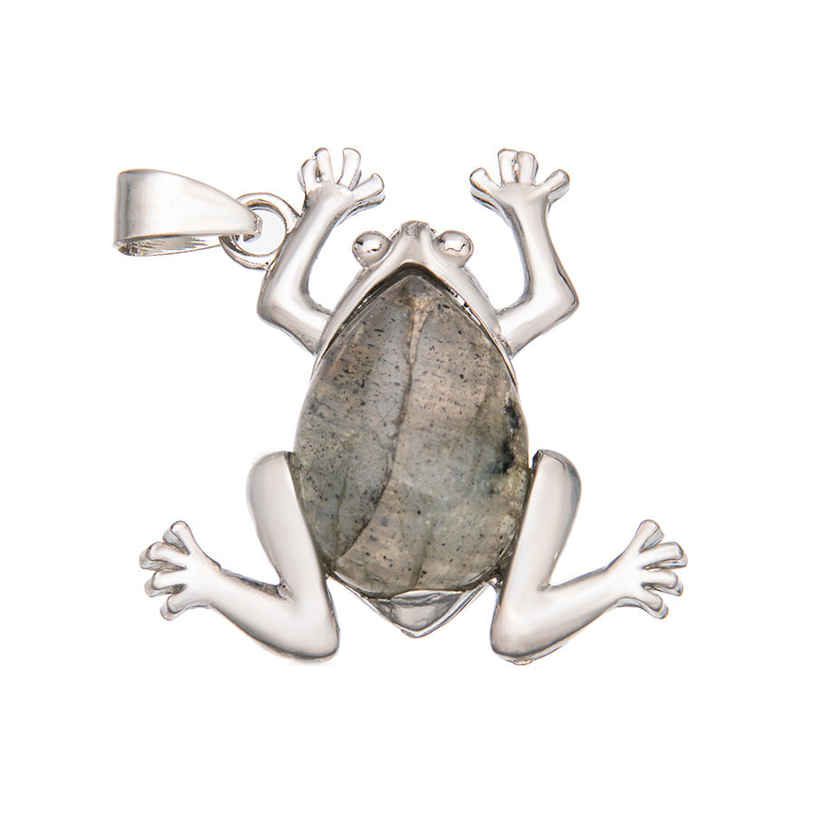 Crystal Gem Alloy Frog Pendant Necklace