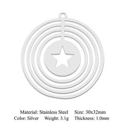 fashion 5 pcs/pack star moon titanium steel pendant planet DIY