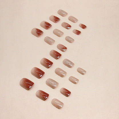 Brown Ombre Autumn Winter Glitter Line Nail Stickers