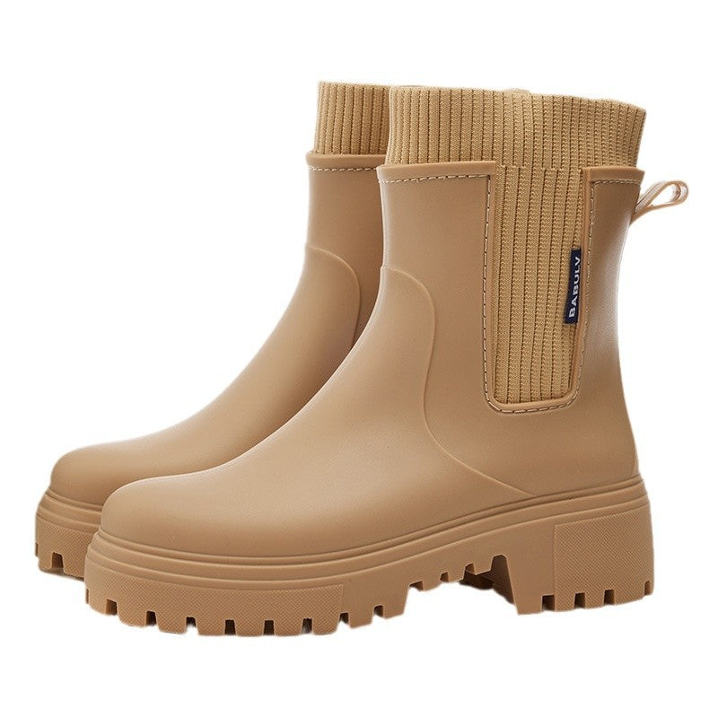 Versatile waterproof shoes platform rain boots