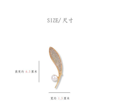 Full Diamond Willow Leaf Brooch Female