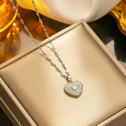 Heart Luxury Party Wedding Necklace Women Titanium Steel Chain