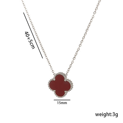 High-Quality Double-Sided Clover Necklace, Titanium Steel