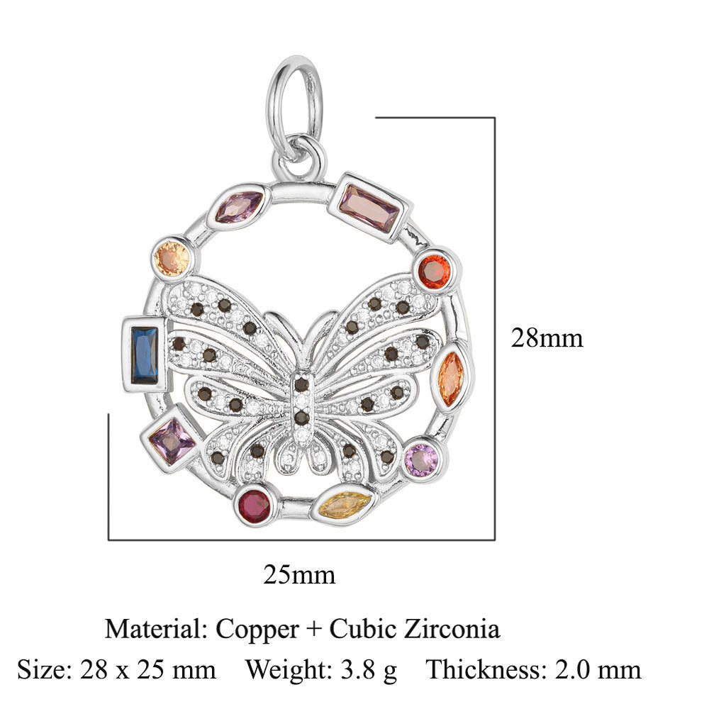 Colgante de collar con cruz de virgen de cobre y circonita 