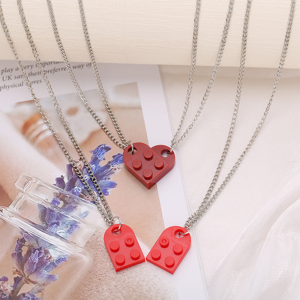 Love pendant double layer bead necklace