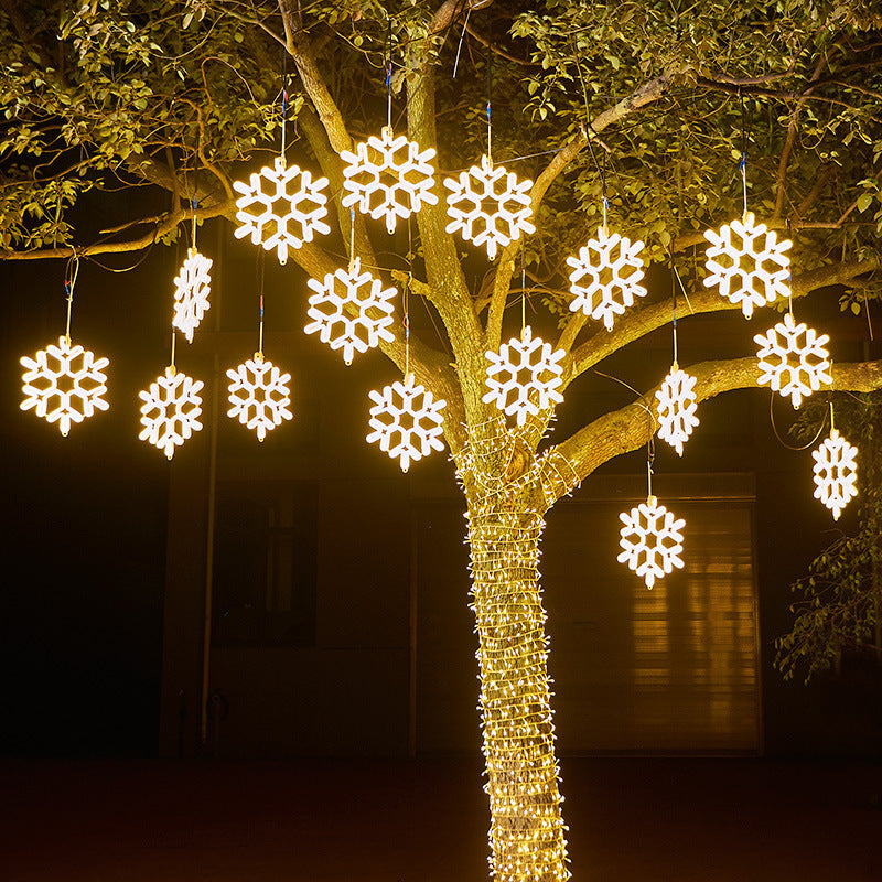 Luces de cadena de luces LED impermeables para exteriores con forma de copo de nieve 