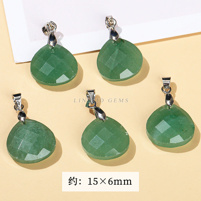 15Mm natural crystal jade cut water drop pendant