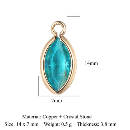 Rectangle copper glass crystal pendant