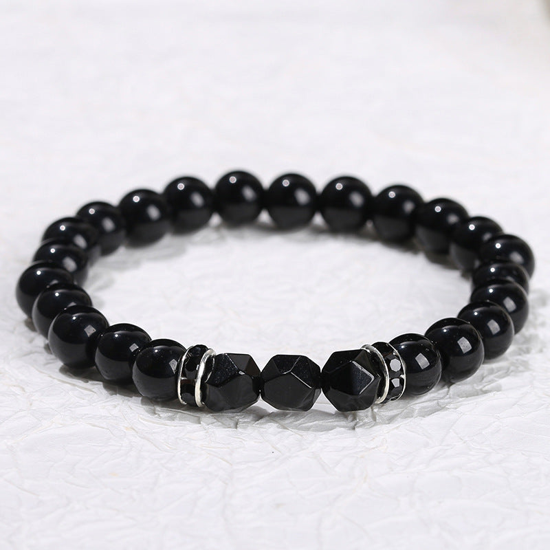 Imitation black stone bracelet black agate rhombus beads