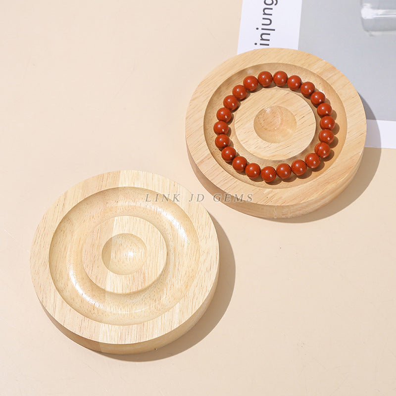 Wooden bracelet display plate round