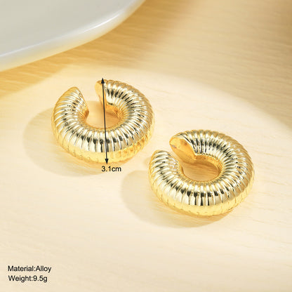 C-Shaped Threaded Hollow Ear Clips for Women