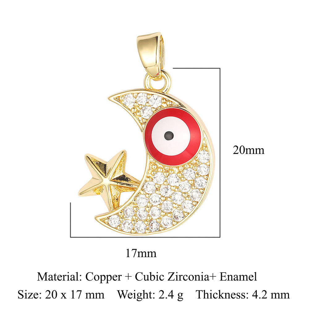 Sun Moon Star Universe Copper Zircon Pendant