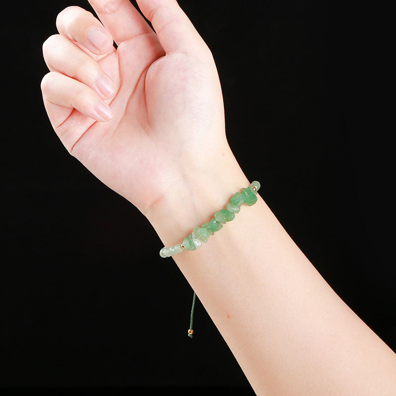 Natural green Dongling gravel woven bracelet