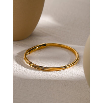 Gold Round Snake Bone Chain Bracelet