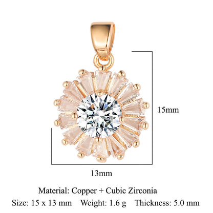 Sunflower Tree of Life Copper Zircon DIY Pendant