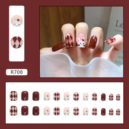 Caramel Red Brown Diamond Nails