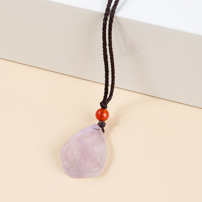 Natural amethyst irregular rough stone necklace