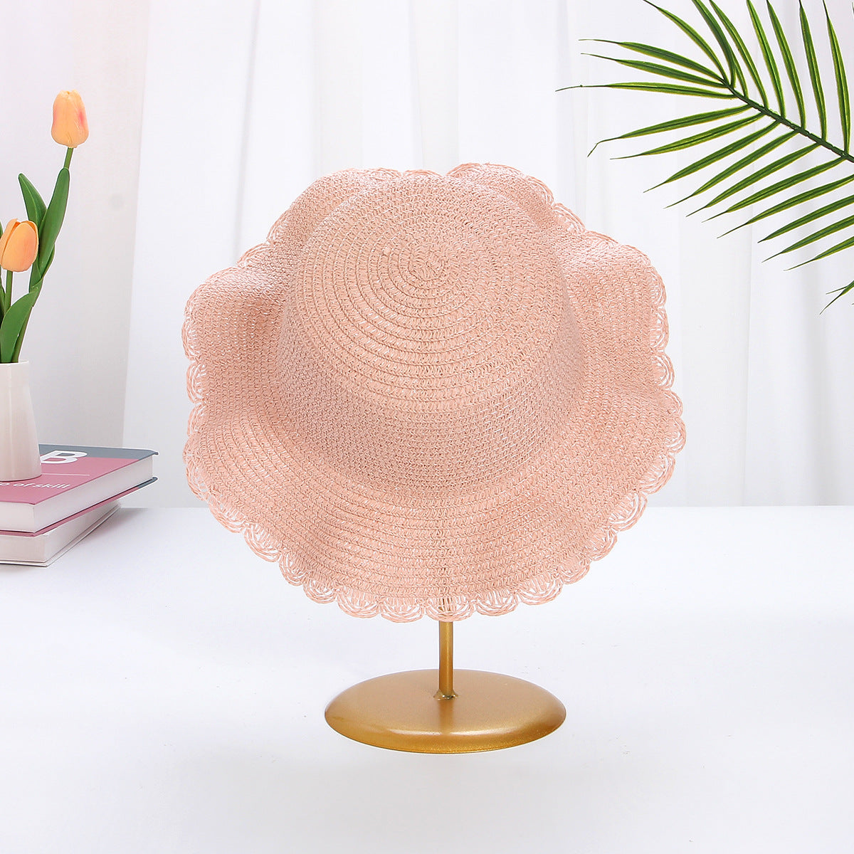 Adjustable Kids Wave Straw Hat Sun Protection Hat Blank