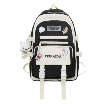 Contrast color schoolbag, casual letter backpack