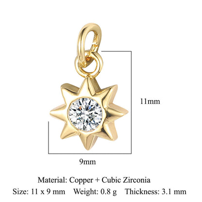 Copper Zircon Star Moon Palm Foot Pendant