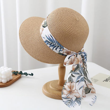 Woven Straw Hat Women's Fashion Sun Protection Wide Brim Beach Casual Vacation