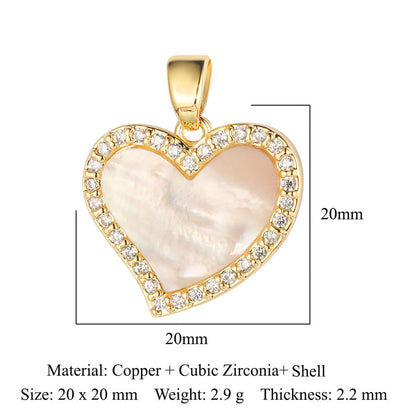 Copper zircon pendant, love shell pendant.