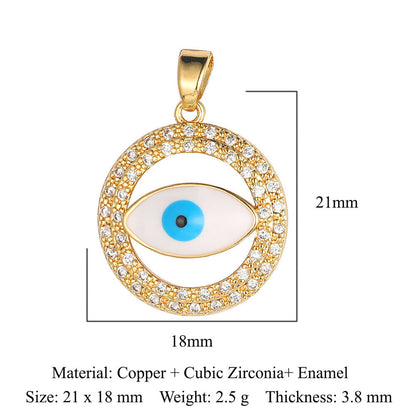 Copper zircon pendant evil eye blue eyes