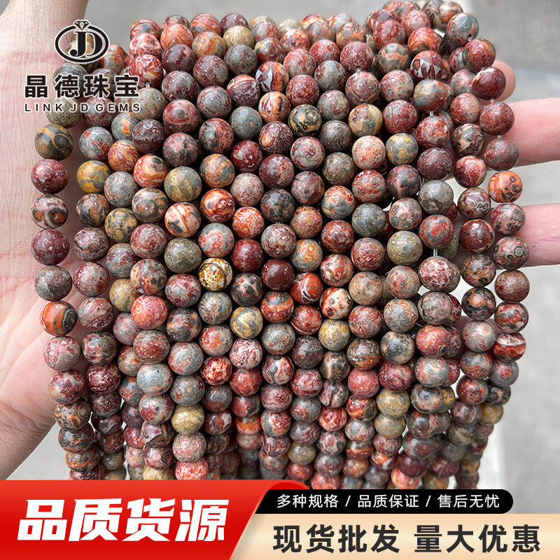 Natural red leopard skin stone loose beads