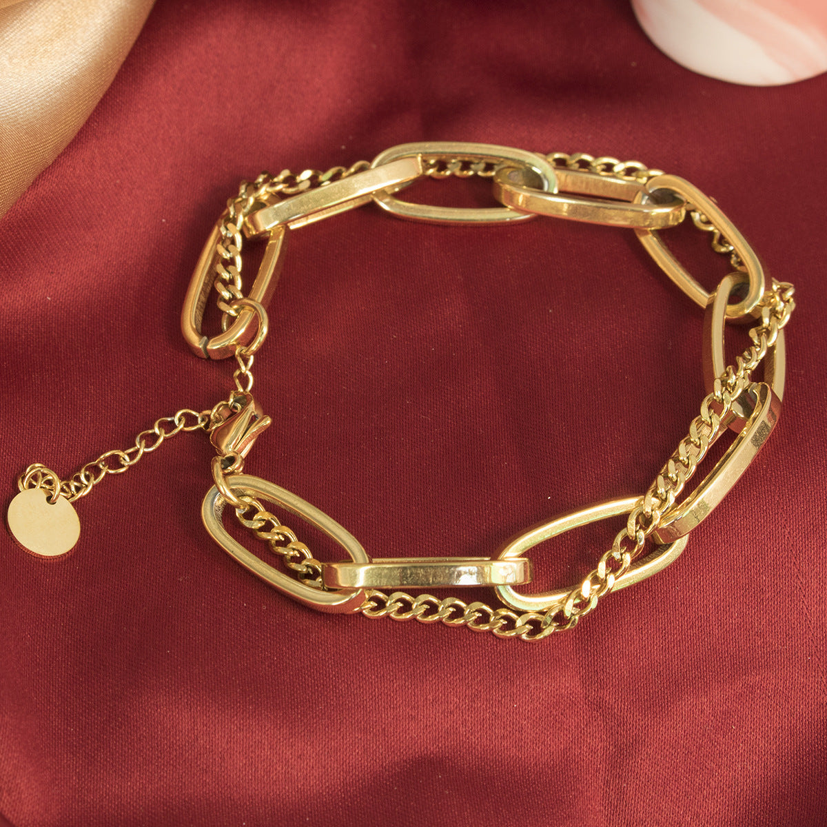 Thick chain double bracelet