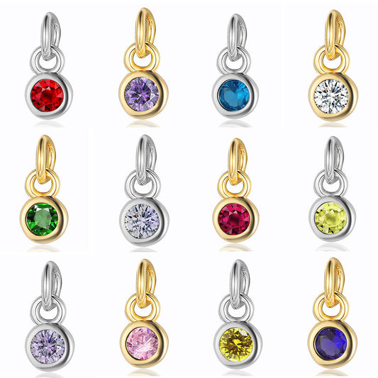 5pcs/pack Birthstone Pendant Copper Zircon