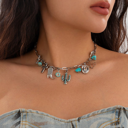 Fashion sense alloy multi-layer fringed collarbone chain