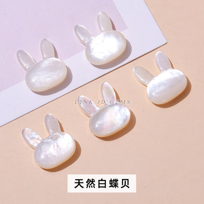 10/12Mm natural white butterfly shell rabbit head accessories