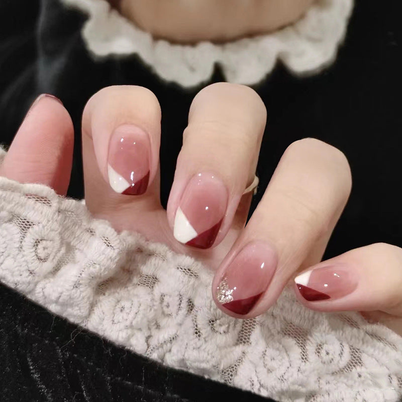 Geometric Blush French Nails