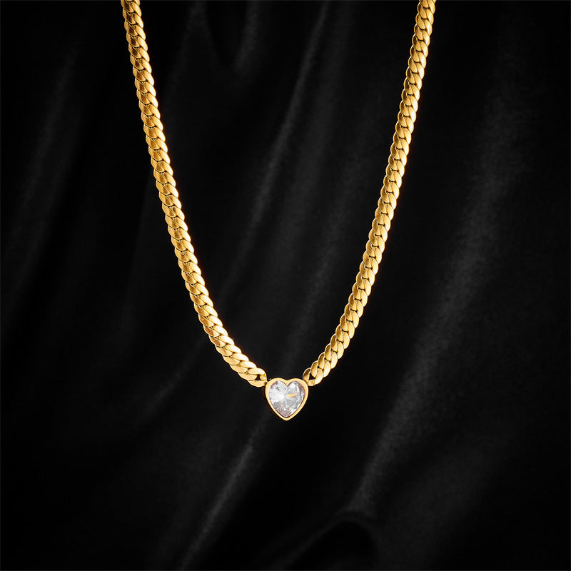 White zircon love necklace