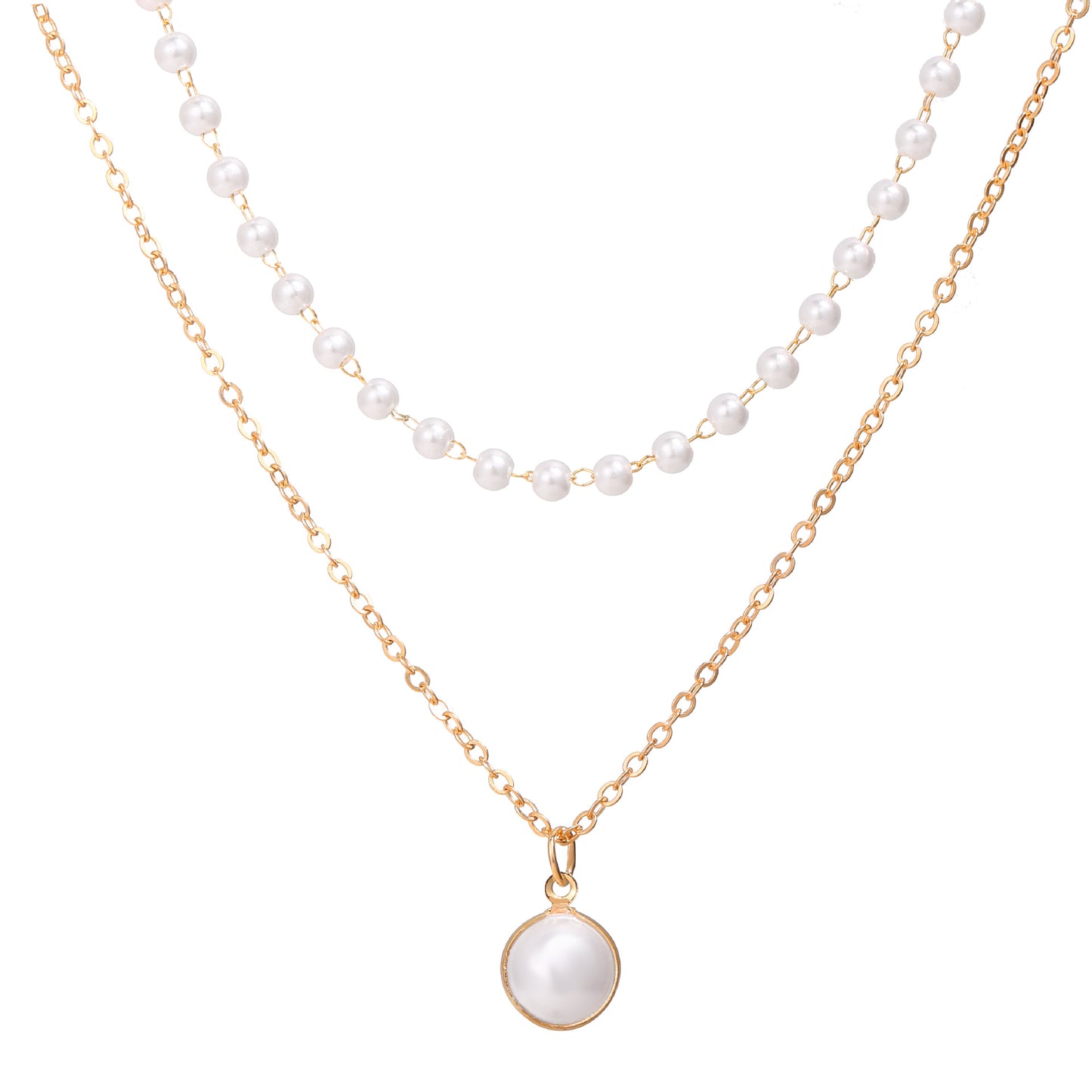 Fashionable double pearl necklace