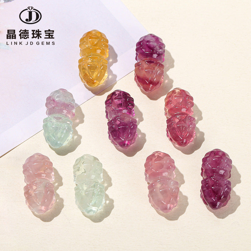 Natural color fluorite diamond pestle accessories crystal engraved pendant