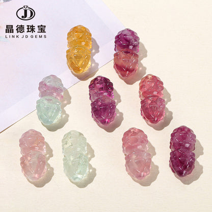 Natural color fluorite diamond pestle accessories crystal engraved pendant