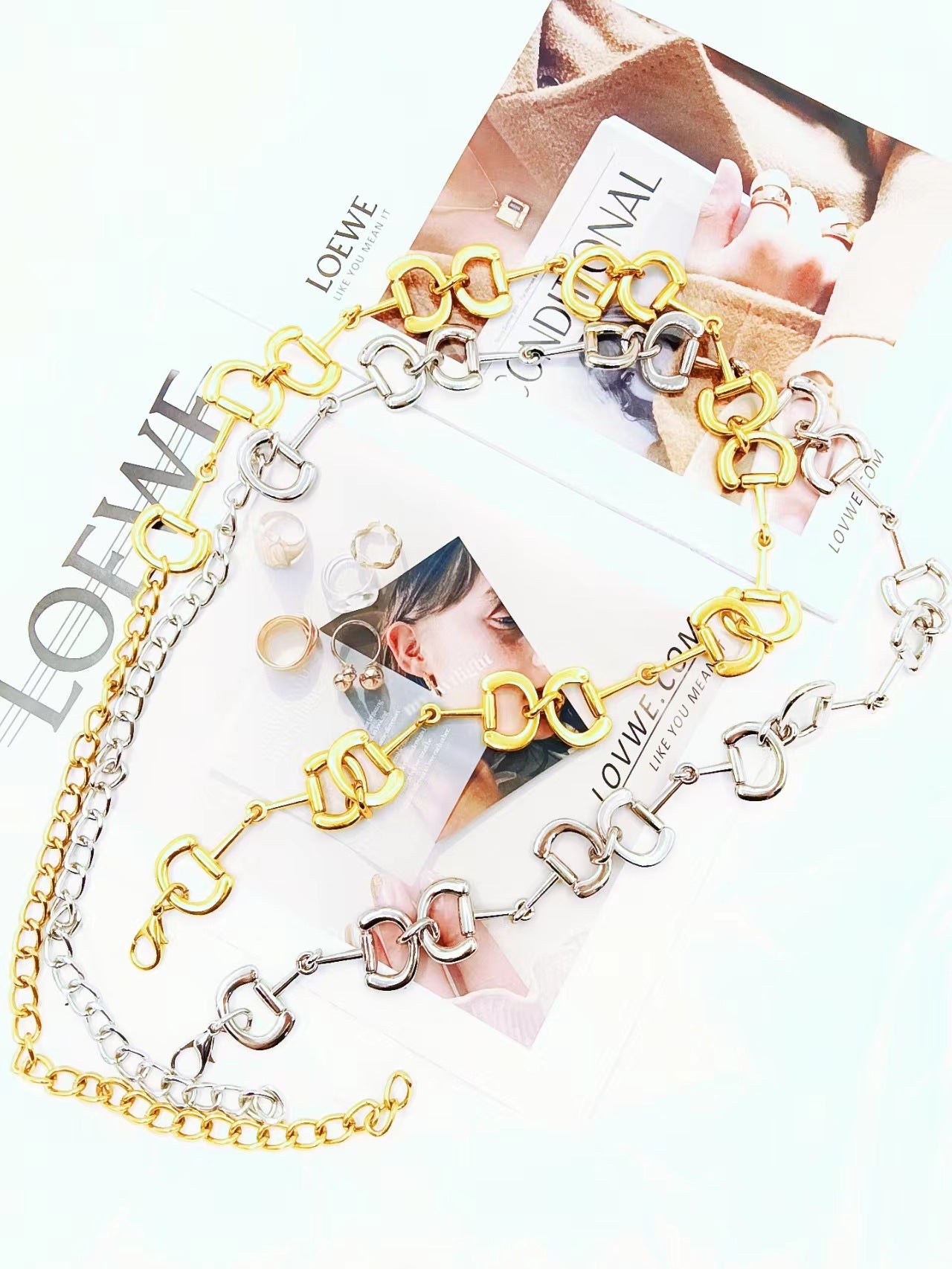 Letter Buckle D Buckle Thin Waist Chain