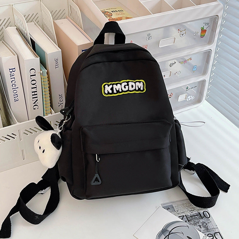 Simple solid color casual backpack campus school bag