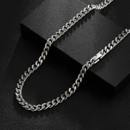 Titanium Steel Hip Hop Cuban Chain Necklace Men 7mm